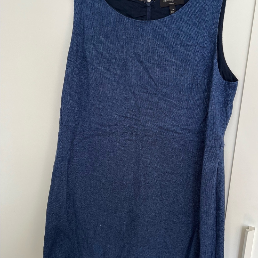 Banana Republic Fitted Blue Sleeveless Dress